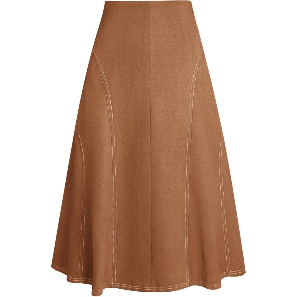 Versatile Women's Large A-Line Suede Midi Skirt - Perfect for Every Occasion